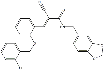 (E)-N-(1,3-benzodioxol-5-ylmethyl)-3-[2-[(2-chlorophenyl)methoxy]phenyl]-2-cyanoprop-2-enamide Struktur