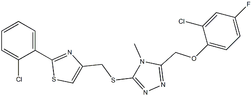 4-[[5-[(2-chloro-4-fluorophenoxy)methyl]-4-methyl-1,2,4-triazol-3-yl]sulfanylmethyl]-2-(2-chlorophenyl)-1,3-thiazole Struktur