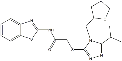 N-(1,3-benzothiazol-2-yl)-2-[[4-(oxolan-2-ylmethyl)-5-propan-2-yl-1,2,4-triazol-3-yl]sulfanyl]acetamide Struktur