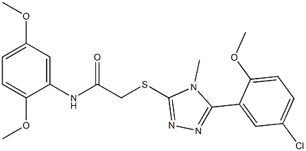 2-[[5-(5-chloro-2-methoxyphenyl)-4-methyl-1,2,4-triazol-3-yl]sulfanyl]-N-(2,5-dimethoxyphenyl)acetamide Struktur