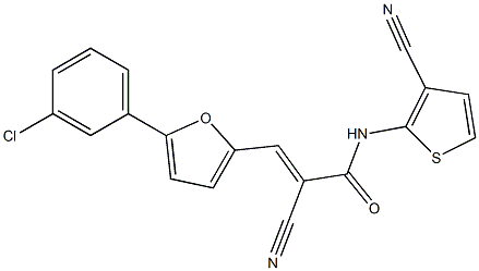 (E)-3-[5-(3-chlorophenyl)furan-2-yl]-2-cyano-N-(3-cyanothiophen-2-yl)prop-2-enamide Struktur