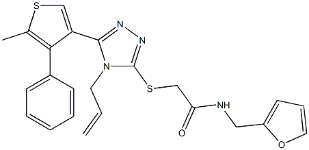 N-(furan-2-ylmethyl)-2-[[5-(5-methyl-4-phenylthiophen-3-yl)-4-prop-2-enyl-1,2,4-triazol-3-yl]sulfanyl]acetamide Struktur