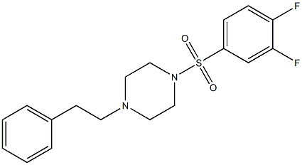 1-(3,4-difluorophenyl)sulfonyl-4-(2-phenylethyl)piperazine Struktur