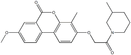 8-methoxy-4-methyl-3-[2-(3-methylpiperidin-1-yl)-2-oxoethoxy]benzo[c]chromen-6-one Struktur