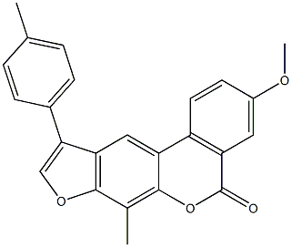 3-methoxy-7-methyl-10-(4-methylphenyl)-[1]benzofuro[6,5-c]isochromen-5-one Struktur