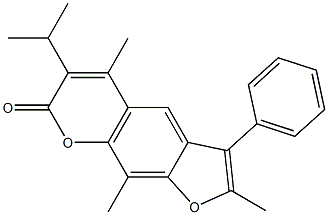 2,5,9-trimethyl-3-phenyl-6-propan-2-ylfuro[3,2-g]chromen-7-one Struktur