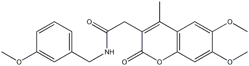 2-(6,7-dimethoxy-4-methyl-2-oxochromen-3-yl)-N-[(3-methoxyphenyl)methyl]acetamide Struktur