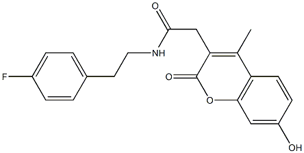 N-[2-(4-fluorophenyl)ethyl]-2-(7-hydroxy-4-methyl-2-oxochromen-3-yl)acetamide Struktur