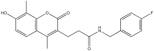 N-[(4-fluorophenyl)methyl]-3-(7-hydroxy-4,8-dimethyl-2-oxochromen-3-yl)propanamide Struktur