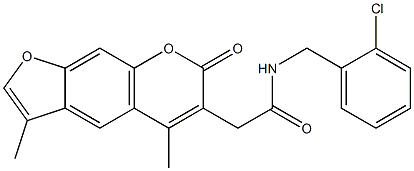 N-[(2-chlorophenyl)methyl]-2-(3,5-dimethyl-7-oxofuro[3,2-g]chromen-6-yl)acetamide Struktur