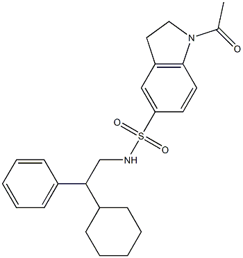 1-acetyl-N-(2-cyclohexyl-2-phenylethyl)-2,3-dihydroindole-5-sulfonamide Struktur