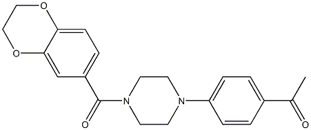 1-[4-[4-(2,3-dihydro-1,4-benzodioxine-6-carbonyl)piperazin-1-yl]phenyl]ethanone Struktur