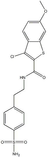 3-chloro-6-methoxy-N-[2-(4-sulfamoylphenyl)ethyl]-1-benzothiophene-2-carboxamide Structure