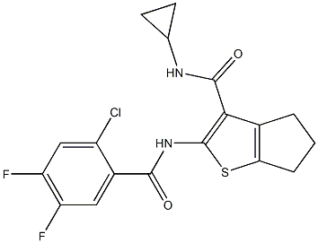 2-[(2-chloro-4,5-difluorobenzoyl)amino]-N-cyclopropyl-5,6-dihydro-4H-cyclopenta[b]thiophene-3-carboxamide Struktur