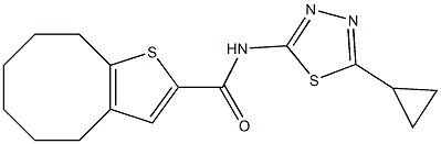 N-(5-cyclopropyl-1,3,4-thiadiazol-2-yl)-4,5,6,7,8,9-hexahydrocycloocta[b]thiophene-2-carboxamide Struktur