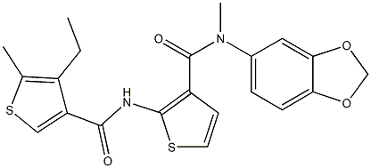 N-[3-(1,3-benzodioxol-5-ylmethylcarbamoyl)thiophen-2-yl]-4-ethyl-5-methylthiophene-3-carboxamide