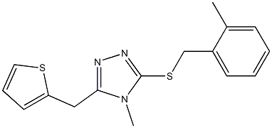 4-methyl-3-[(2-methylphenyl)methylsulfanyl]-5-(thiophen-2-ylmethyl)-1,2,4-triazole Struktur