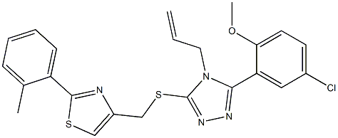 4-[[5-(5-chloro-2-methoxyphenyl)-4-prop-2-enyl-1,2,4-triazol-3-yl]sulfanylmethyl]-2-(2-methylphenyl)-1,3-thiazole Struktur