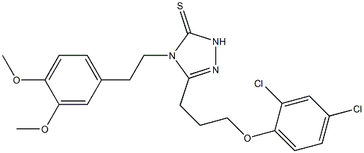 3-[3-(2,4-dichlorophenoxy)propyl]-4-[2-(3,4-dimethoxyphenyl)ethyl]-1H-1,2,4-triazole-5-thione Struktur