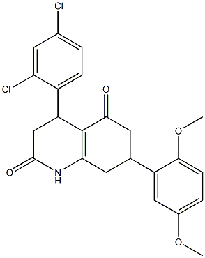 4-(2,4-dichlorophenyl)-7-(2,5-dimethoxyphenyl)-1,3,4,6,7,8-hexahydroquinoline-2,5-dione Struktur