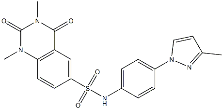 1,3-dimethyl-N-[4-(3-methylpyrazol-1-yl)phenyl]-2,4-dioxoquinazoline-6-sulfonamide Struktur