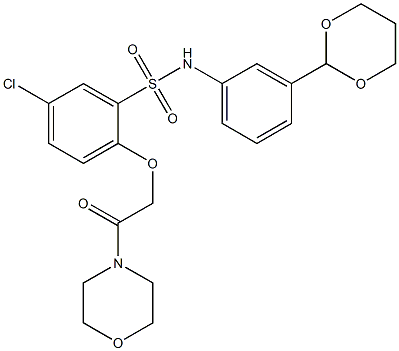 5-chloro-N-[3-(1,3-dioxan-2-yl)phenyl]-2-(2-morpholin-4-yl-2-oxoethoxy)benzenesulfonamide Struktur