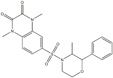 1,4-dimethyl-6-(3-methyl-2-phenylmorpholin-4-yl)sulfonylquinoxaline-2,3-dione Struktur