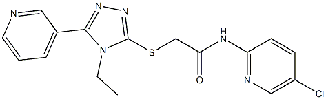 N-(5-chloropyridin-2-yl)-2-[(4-ethyl-5-pyridin-3-yl-1,2,4-triazol-3-yl)sulfanyl]acetamide Struktur