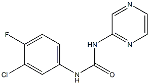 1-(3-chloro-4-fluorophenyl)-3-pyrazin-2-ylurea Struktur