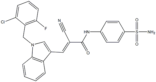 (E)-3-[1-[(2-chloro-6-fluorophenyl)methyl]indol-3-yl]-2-cyano-N-(4-sulfamoylphenyl)prop-2-enamide Struktur