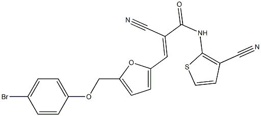 (E)-3-[5-[(4-bromophenoxy)methyl]furan-2-yl]-2-cyano-N-(3-cyanothiophen-2-yl)prop-2-enamide Struktur