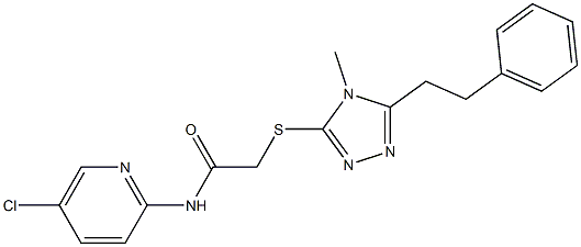 N-(5-chloropyridin-2-yl)-2-[[4-methyl-5-(2-phenylethyl)-1,2,4-triazol-3-yl]sulfanyl]acetamide Struktur