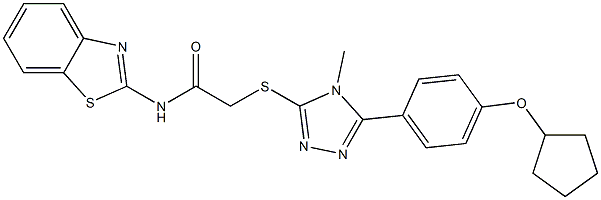 N-(1,3-benzothiazol-2-yl)-2-[[5-(4-cyclopentyloxyphenyl)-4-methyl-1,2,4-triazol-3-yl]sulfanyl]acetamide Struktur