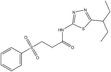 3-(benzenesulfonyl)-N-(5-pentan-3-yl-1,3,4-thiadiazol-2-yl)propanamide Struktur