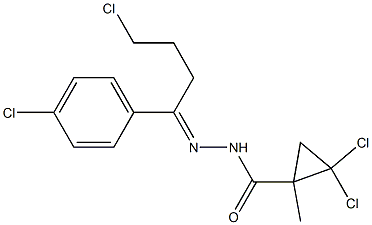 2,2-dichloro-N-[(E)-[4-chloro-1-(4-chlorophenyl)butylidene]amino]-1-methylcyclopropane-1-carboxamide Struktur