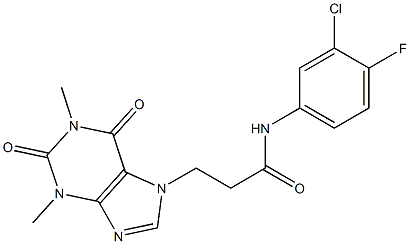 N-(3-chloro-4-fluorophenyl)-3-(1,3-dimethyl-2,6-dioxopurin-7-yl)propanamide Struktur