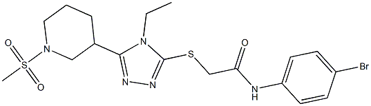 N-(4-bromophenyl)-2-[[4-ethyl-5-(1-methylsulfonylpiperidin-3-yl)-1,2,4-triazol-3-yl]sulfanyl]acetamide Struktur