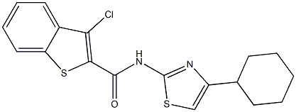 3-chloro-N-(4-cyclohexyl-1,3-thiazol-2-yl)-1-benzothiophene-2-carboxamide Struktur