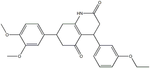 7-(3,4-dimethoxyphenyl)-4-(3-ethoxyphenyl)-1,3,4,6,7,8-hexahydroquinoline-2,5-dione Struktur