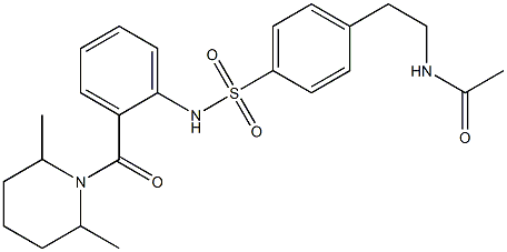 N-[2-[4-[[2-(2,6-dimethylpiperidine-1-carbonyl)phenyl]sulfamoyl]phenyl]ethyl]acetamide Struktur