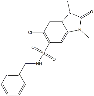 N-benzyl-6-chloro-1,3-dimethyl-2-oxobenzimidazole-5-sulfonamide Struktur