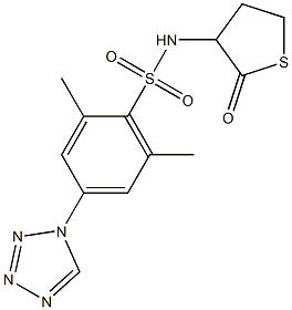 2,6-dimethyl-N-(2-oxothiolan-3-yl)-4-(tetrazol-1-yl)benzenesulfonamide Struktur