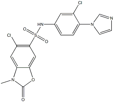 5-chloro-N-(3-chloro-4-imidazol-1-ylphenyl)-3-methyl-2-oxo-1,3-benzoxazole-6-sulfonamide Struktur