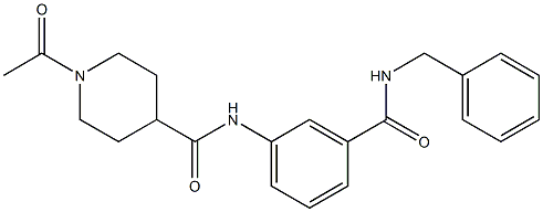 1-acetyl-N-[3-(benzylcarbamoyl)phenyl]piperidine-4-carboxamide Struktur