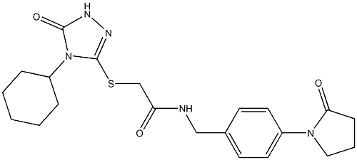 2-[(4-cyclohexyl-5-oxo-1H-1,2,4-triazol-3-yl)sulfanyl]-N-[[4-(2-oxopyrrolidin-1-yl)phenyl]methyl]acetamide Struktur