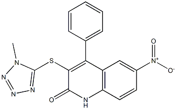 3-(1-methyltetrazol-5-yl)sulfanyl-6-nitro-4-phenyl-1H-quinolin-2-one Struktur