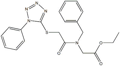 ethyl 2-[benzyl-[2-(1-phenyltetrazol-5-yl)sulfanylacetyl]amino]acetate Struktur