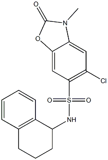 5-chloro-3-methyl-2-oxo-N-(1,2,3,4-tetrahydronaphthalen-1-yl)-1,3-benzoxazole-6-sulfonamide Struktur