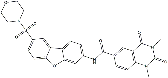 1,3-dimethyl-N-(8-morpholin-4-ylsulfonyldibenzofuran-3-yl)-2,4-dioxoquinazoline-6-carboxamide Struktur