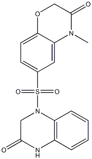 4-methyl-6-[(3-oxo-2,4-dihydroquinoxalin-1-yl)sulfonyl]-1,4-benzoxazin-3-one Struktur